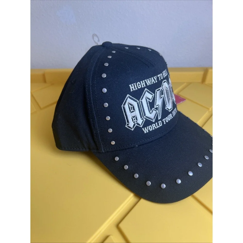 AC/DC Baseball Hat‎ Cap Studded Black NWT Highway To Hell World Tour 1979 , NWT